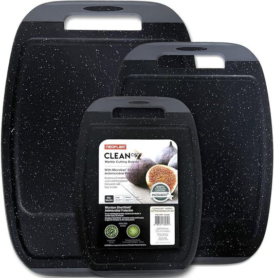 (Set of 3) Neoflam Cutting Boards Set | Reversable, Larger Juice Groove, Non-Slip Grip Handle | Dishwasher Safe, Easy To Clean